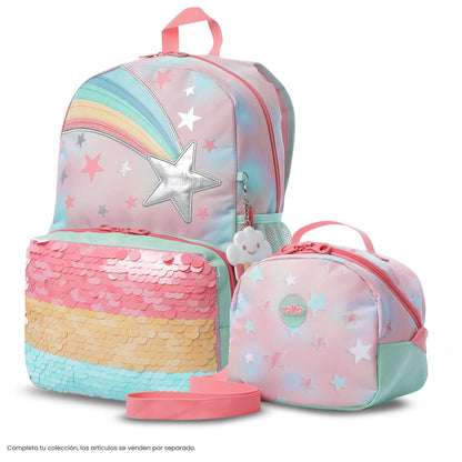 Lonchera Térmica para Niña Rainbow Star Mediano Rosada
