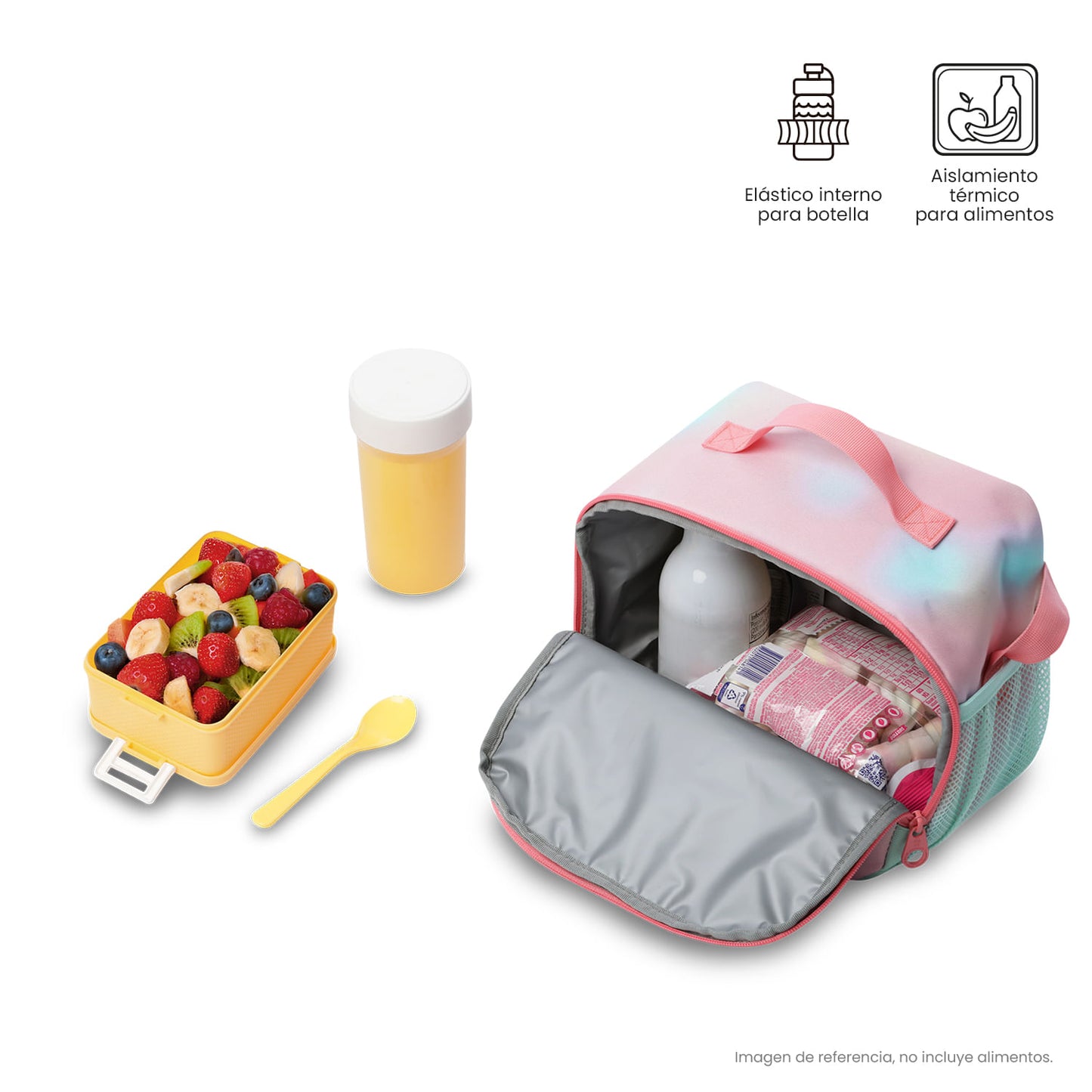 Lonchera Térmica para Niña Rainbow Star Grande Rosada