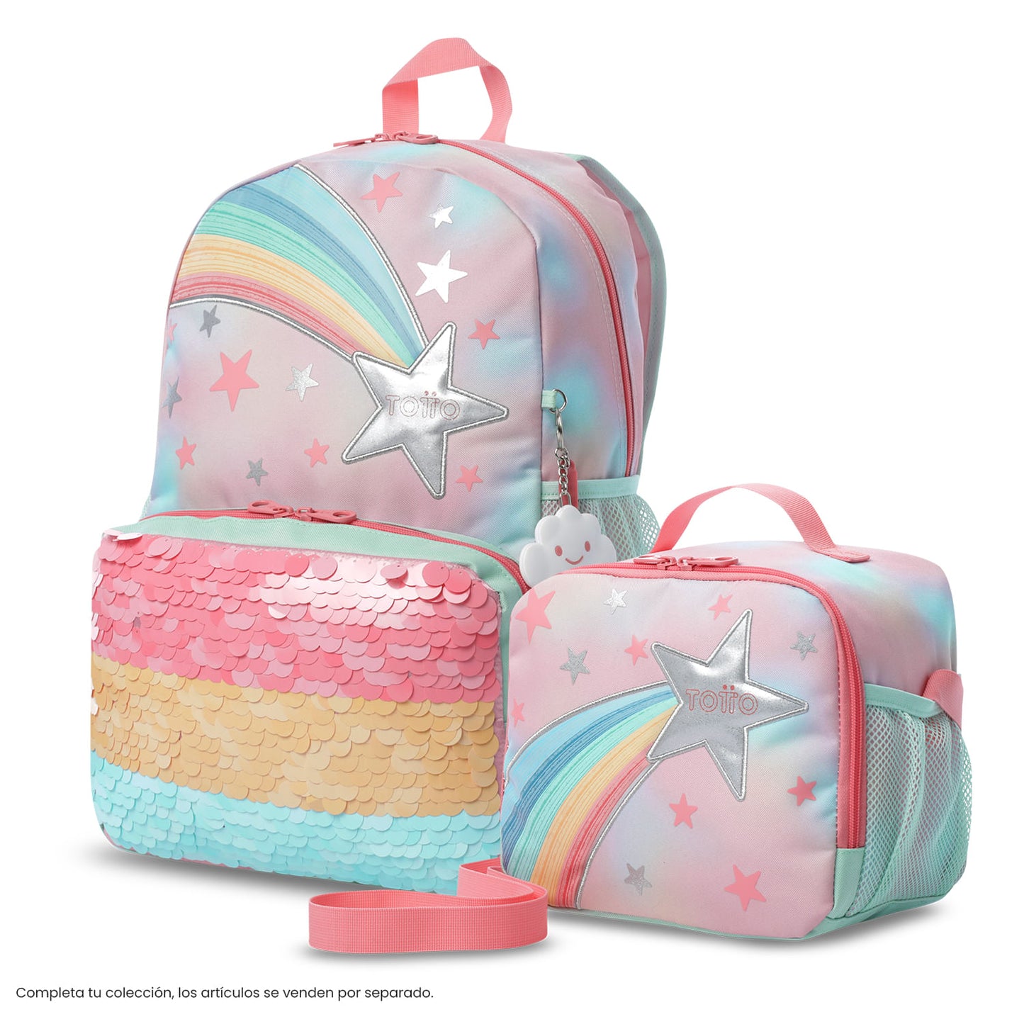 Lonchera Térmica para Niña Rainbow Star Grande Rosada