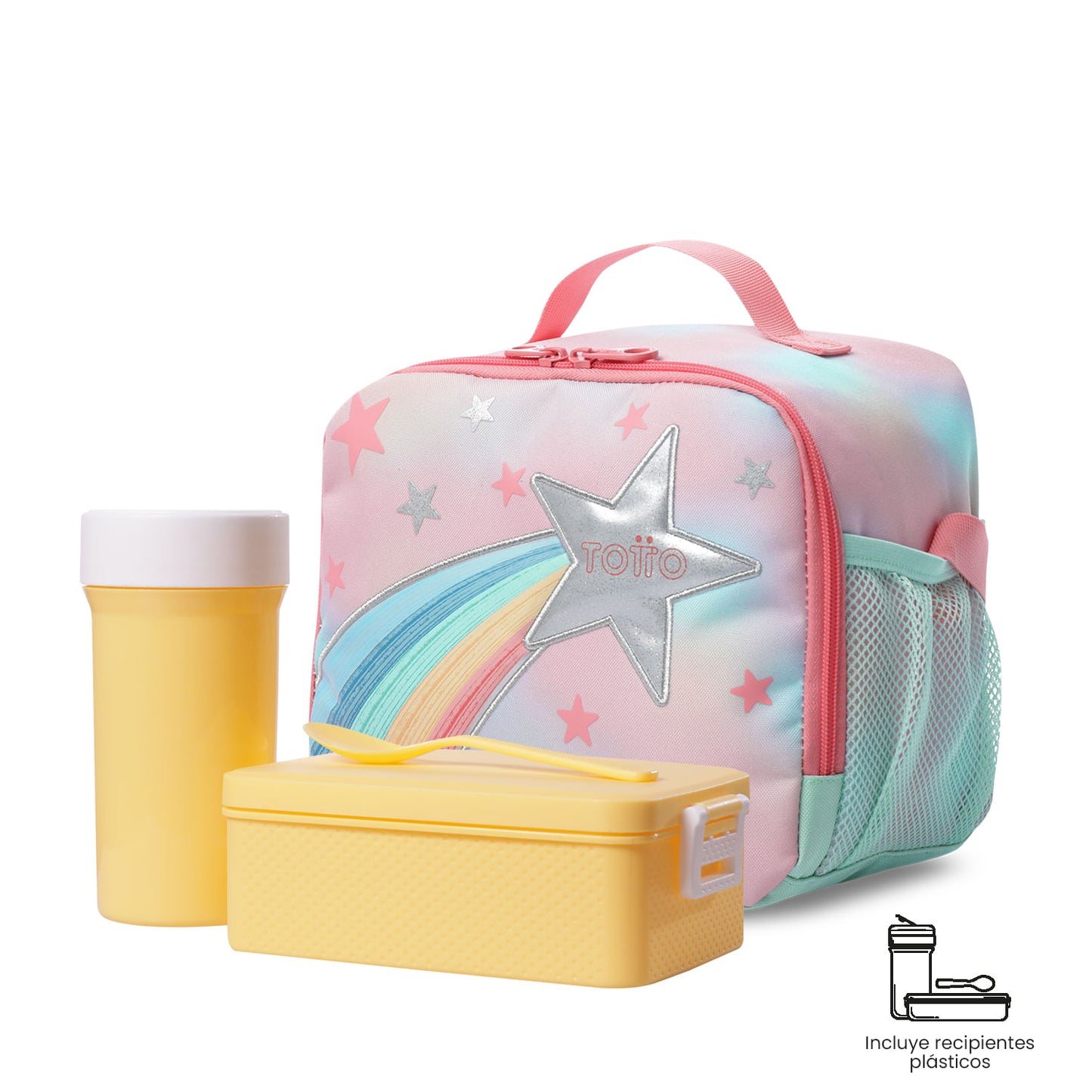 Lonchera Térmica para Niña Rainbow Star Grande Rosada