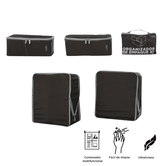 Organizador de viaje Packing cube x 5 Negro