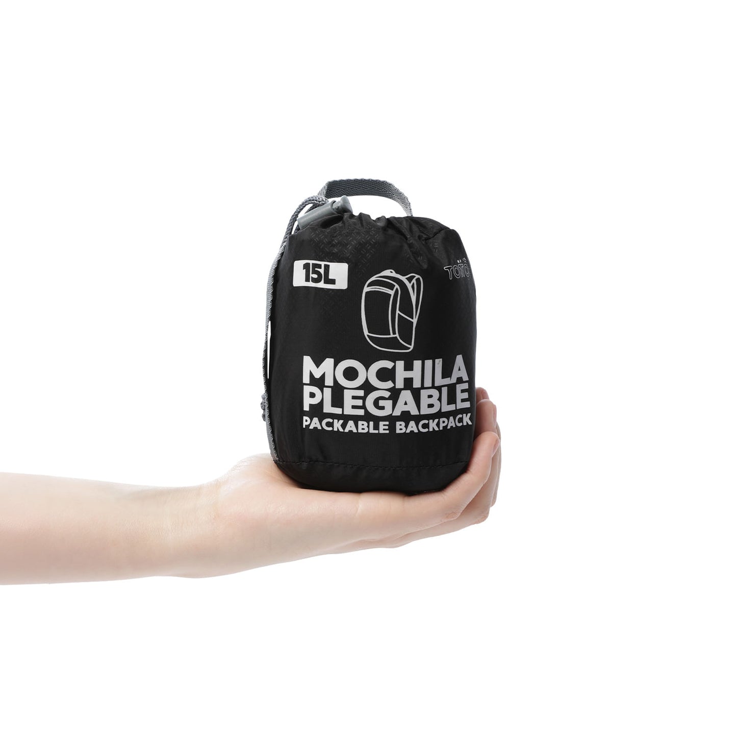 Mochila dobrável e leve Troker tamanho médio, preta.
