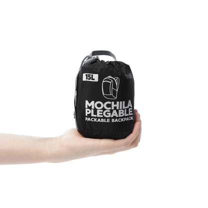 Mochila dobrável e leve Troker tamanho médio, preta.