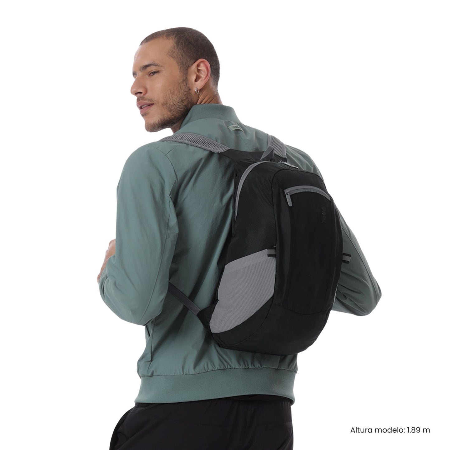 Mochila dobrável e leve Troker tamanho médio, preta.