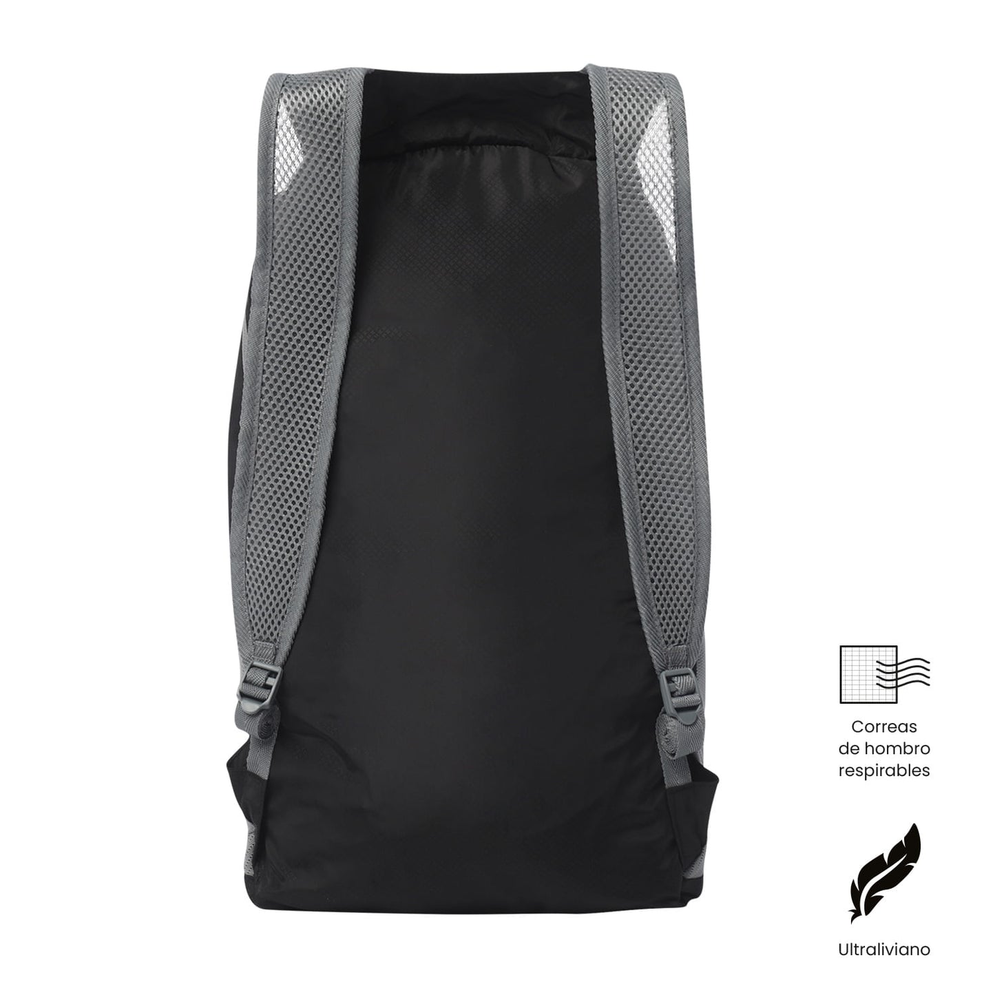 Mochila dobrável e leve Troker tamanho médio, preta.
