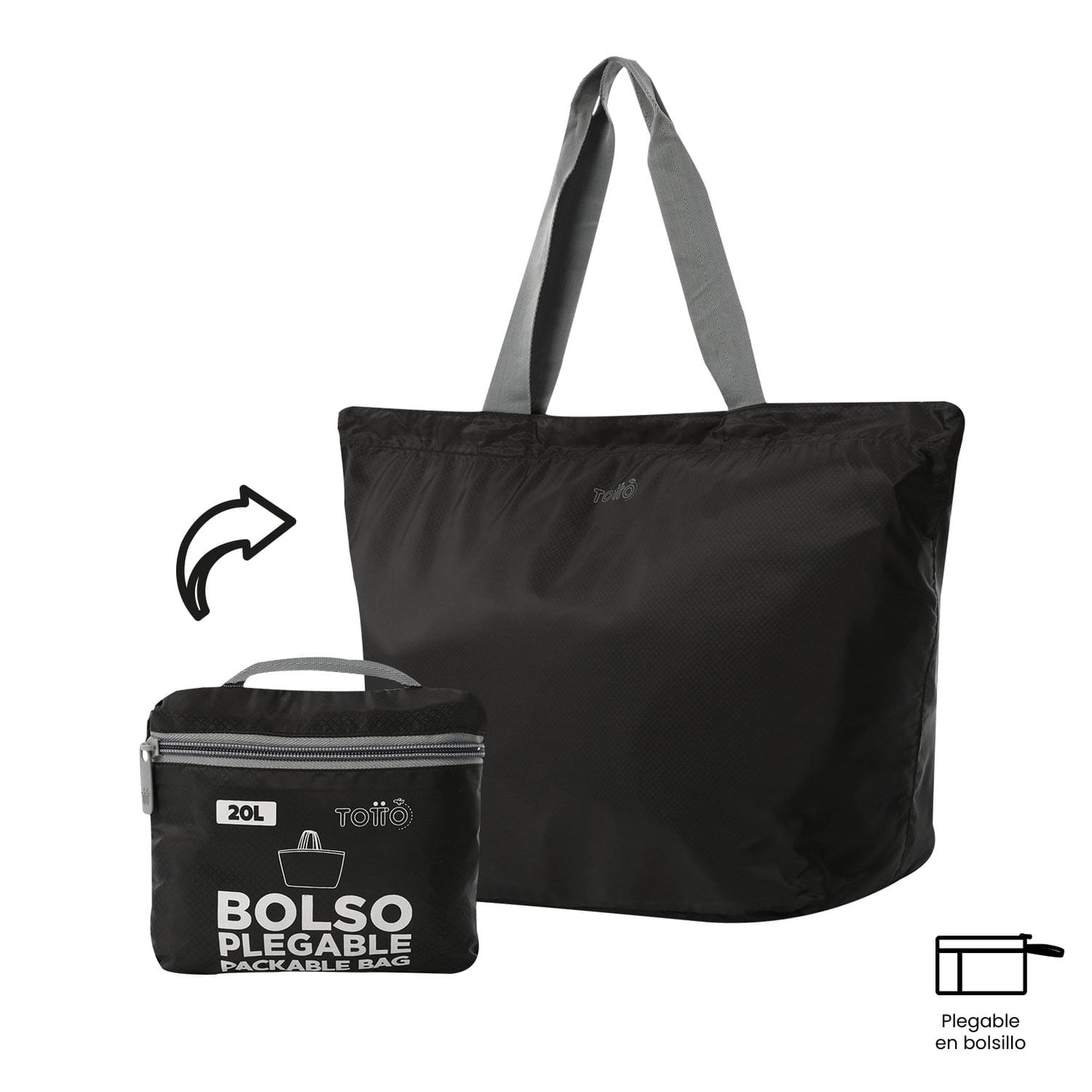 Sacola de compras dobrável e leve Ramel, preta
