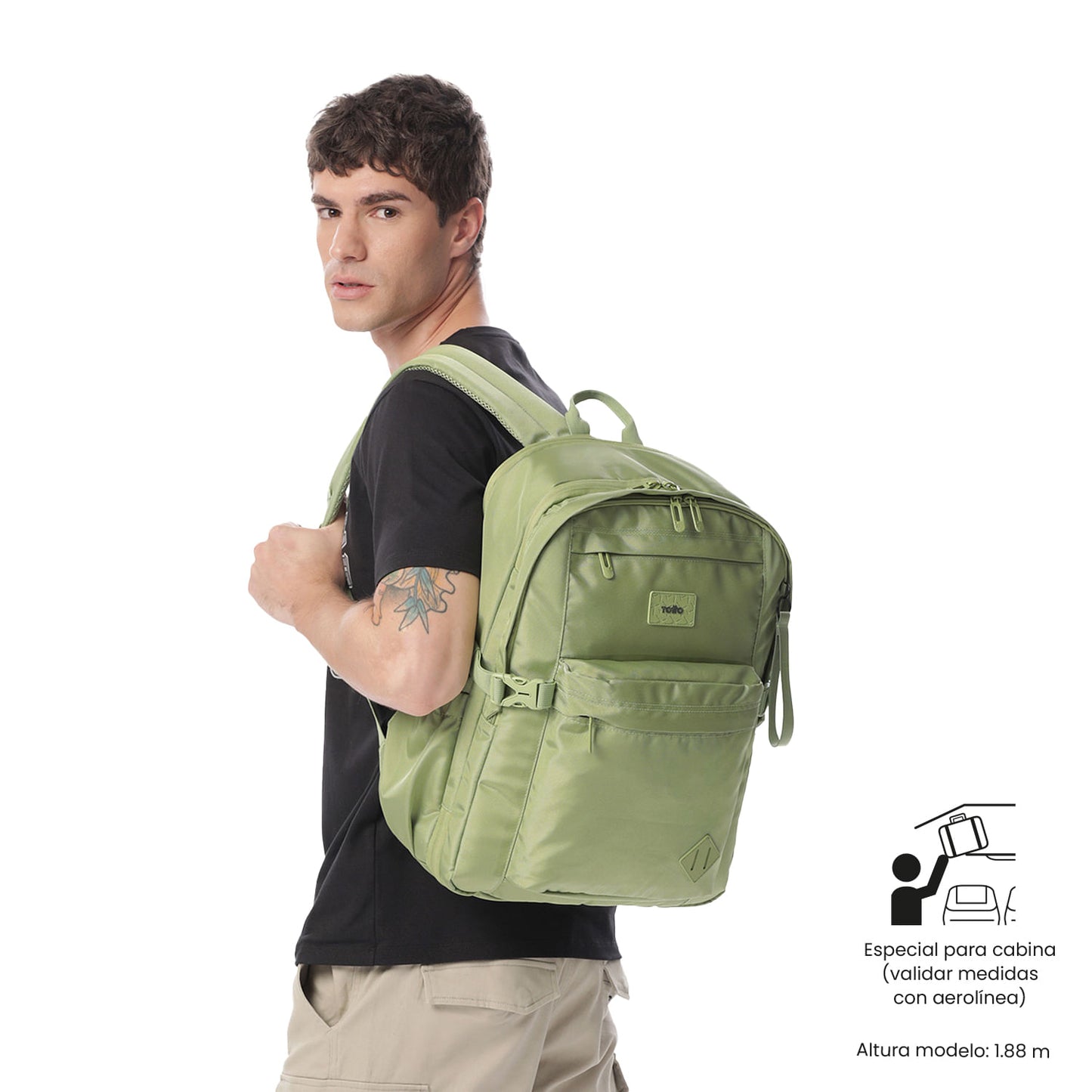Mochila de viagem grande e fácil de usar, verde.