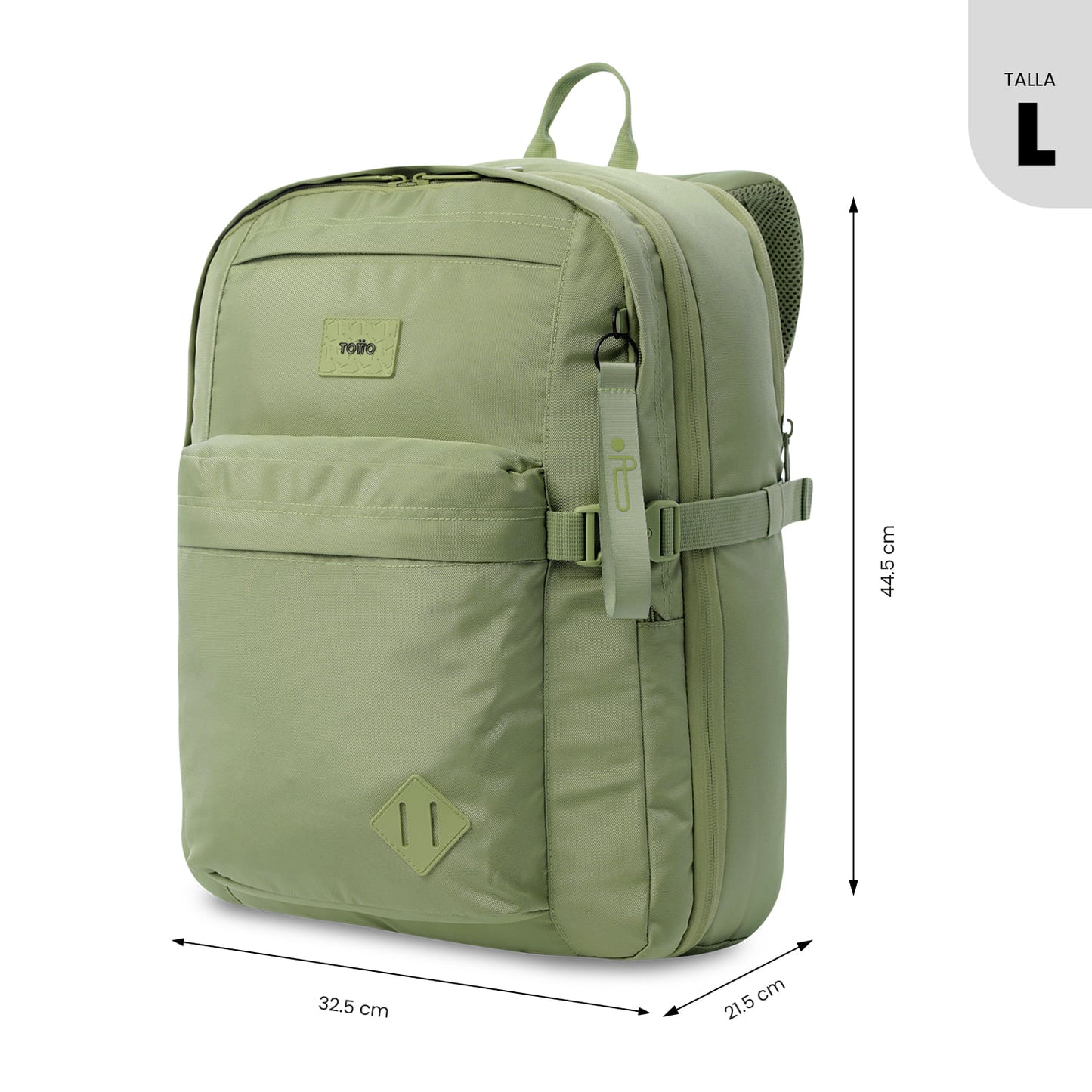 Mochila de viagem grande e fácil de usar, verde.