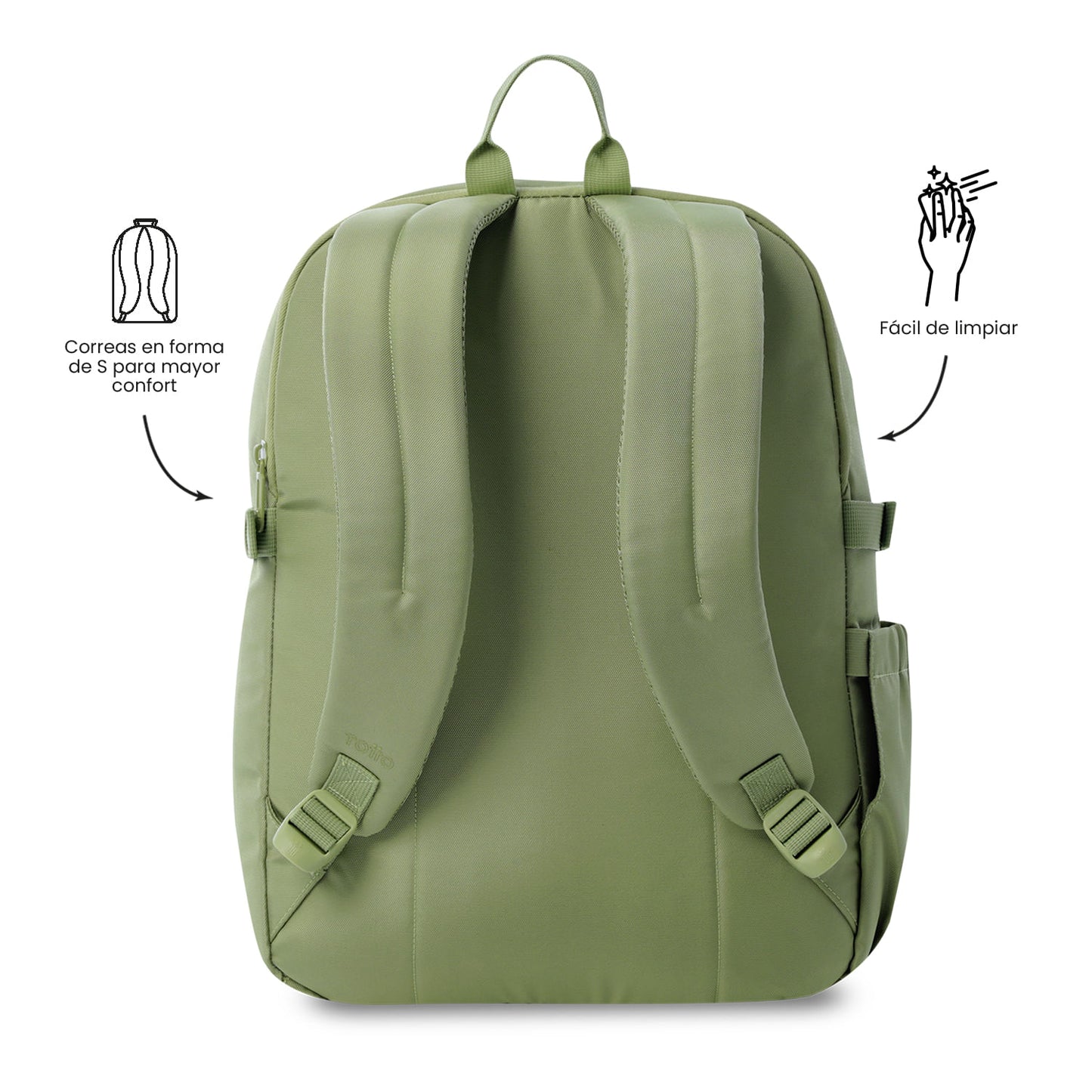 Mochila de viagem grande e fácil de usar, verde.