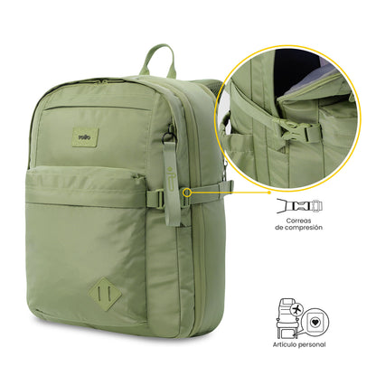 Mochila de viagem grande e fácil de usar, verde.