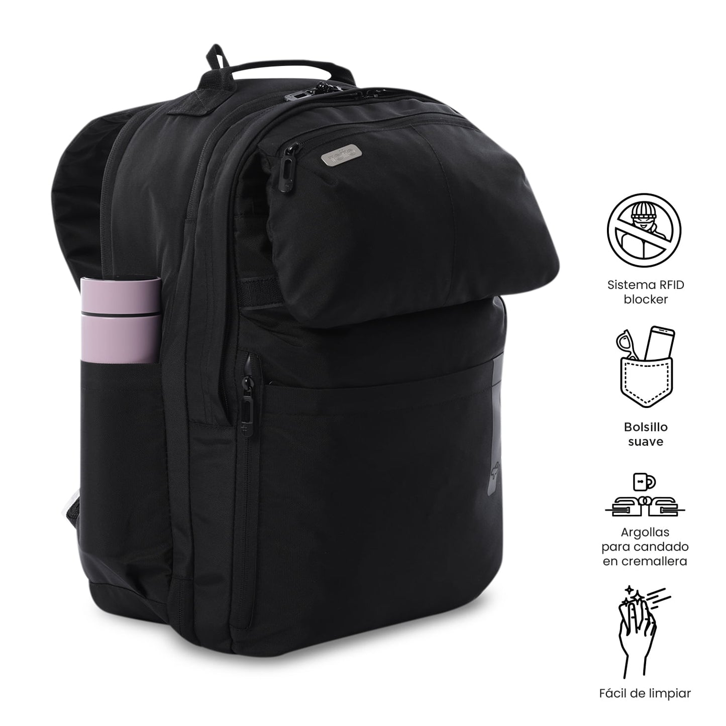 Mochila de viagem grande preta Elan Travel