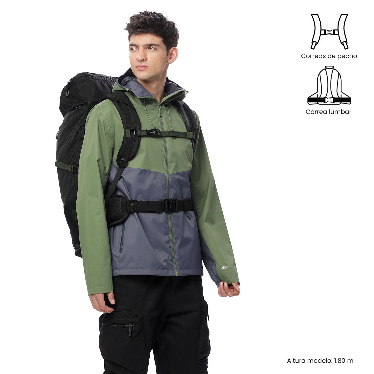 Mochila Summit 50 tamanho médio para atividades ao ar livre, preta