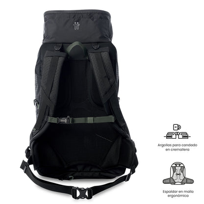 Mochila Summit 50 tamanho médio para atividades ao ar livre, preta