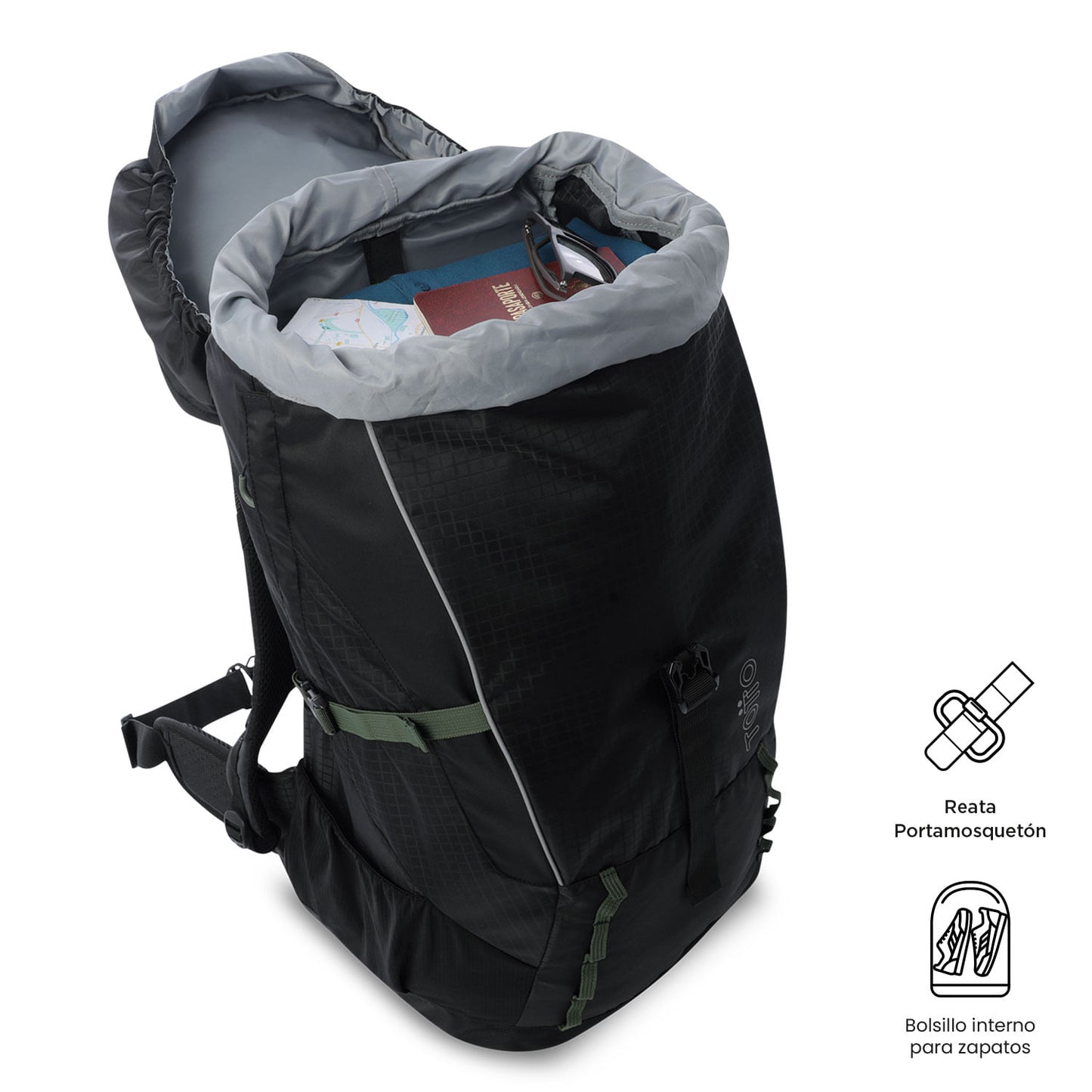 Mochila Summit 50 tamanho médio para atividades ao ar livre, preta