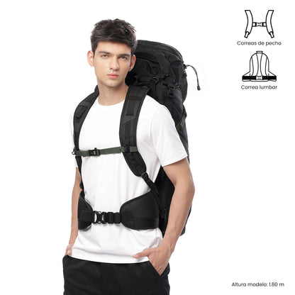Mochila para atividades ao ar livre Summit 65 Grande Preta