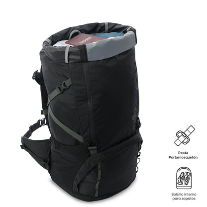 Mochila para atividades ao ar livre Summit 65 Grande Preta