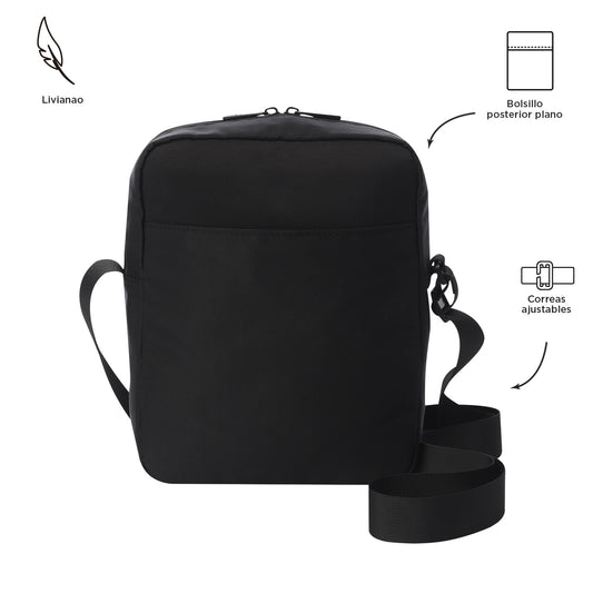 Bolsa masculina com suporte para tablet de 10 polegadas, cor preta.