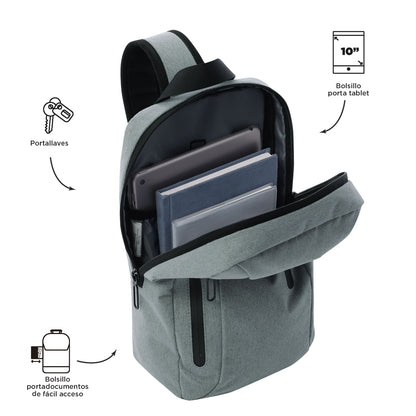 Bolsa masculina de feltro cinza para tablets de 10 polegadas.