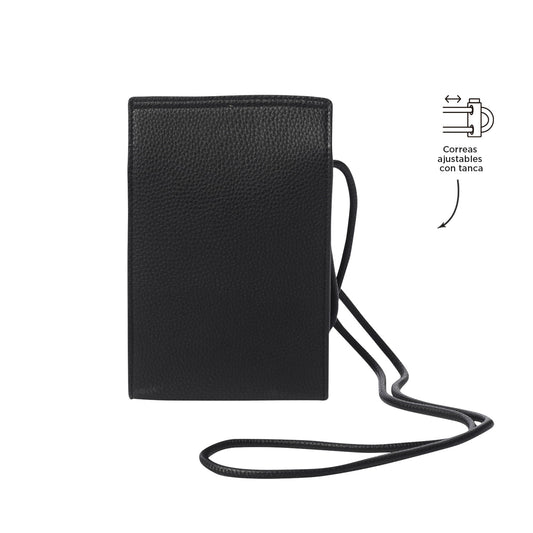 Bolsa transversal feminina pequena preta lisa