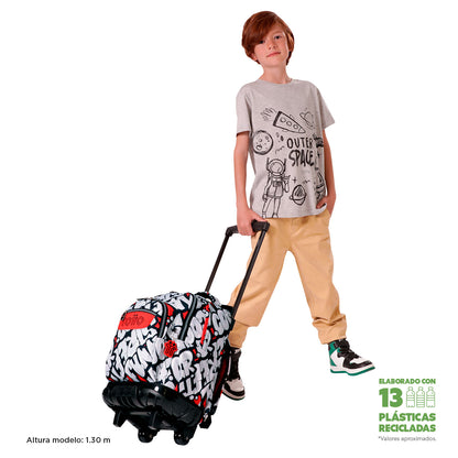 Morral Ruedas Niño Porta PC 15.4" Bomper Renglon Rojo