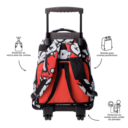 Morral Ruedas Niño Porta PC 15.4" Bomper Renglon Rojo
