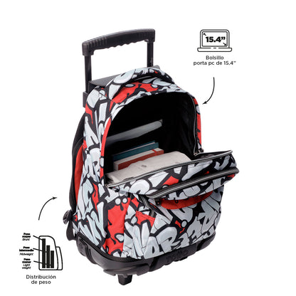 Morral Ruedas Niño Porta PC 15.4" Bomper Renglon Rojo