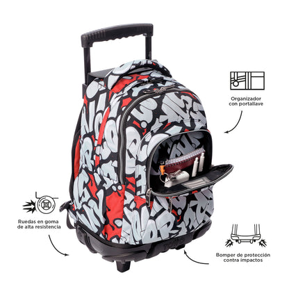 Morral Ruedas Niño Porta PC 15.4" Bomper Renglon Rojo