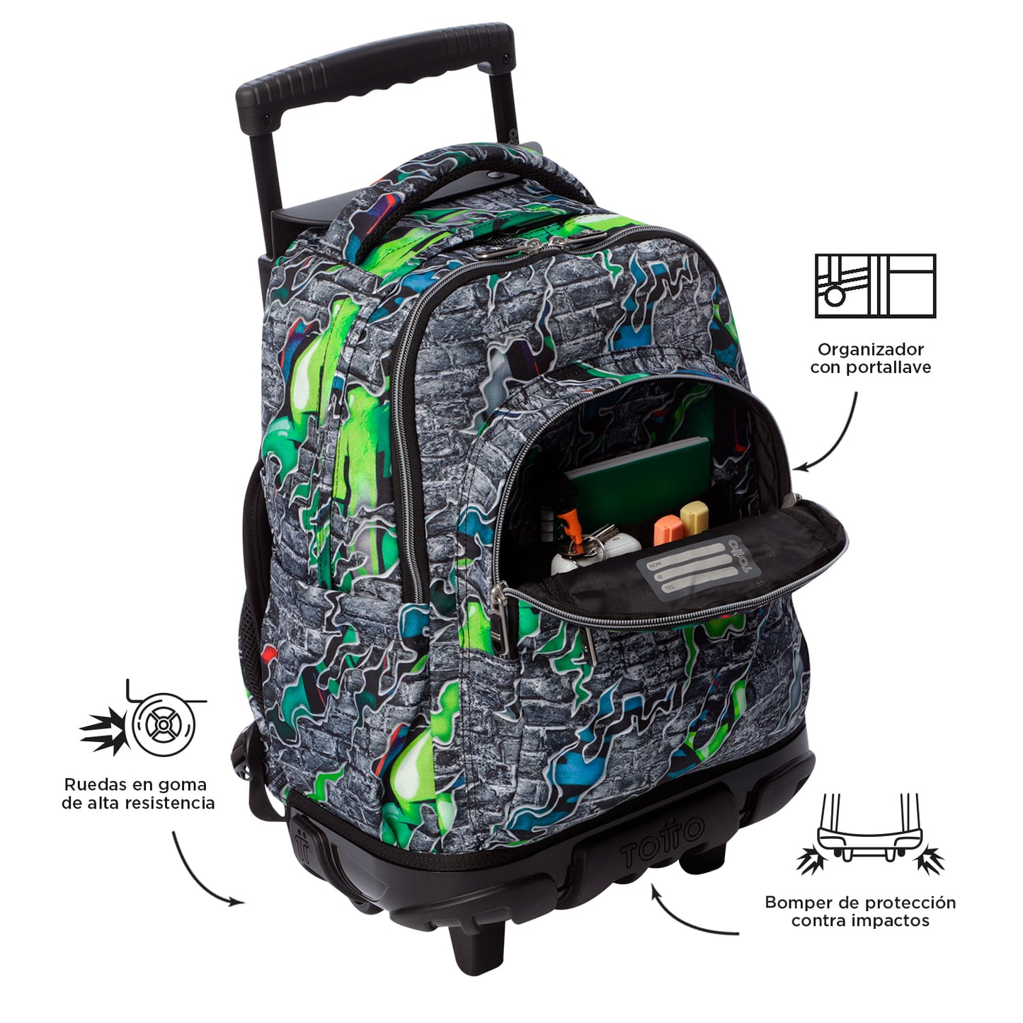 Morral Ruedas Niño Porta PC 15.4" Bomper Renglon Gris