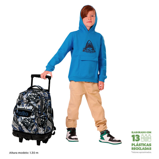 Morral Ruedas Niño Porta PC 15.4" Bomper Renglon Gris