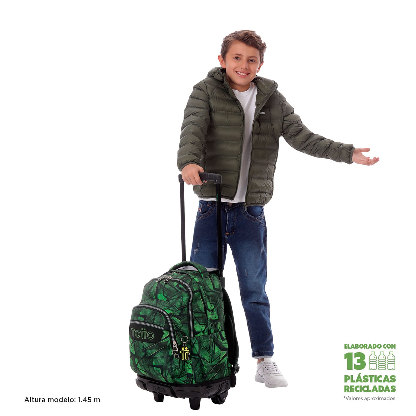 Morral con Ruedas para Niño Porta PC 15.4" Bomper Renglon Verde