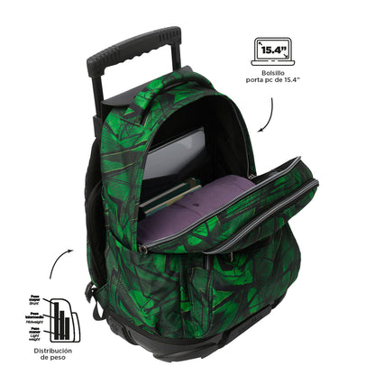 Morral con Ruedas para Niño Porta PC 15.4" Bomper Renglon Verde
