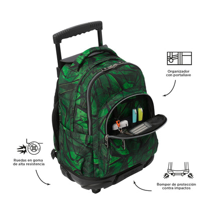 Morral con Ruedas para Niño Porta PC 15.4" Bomper Renglon Verde