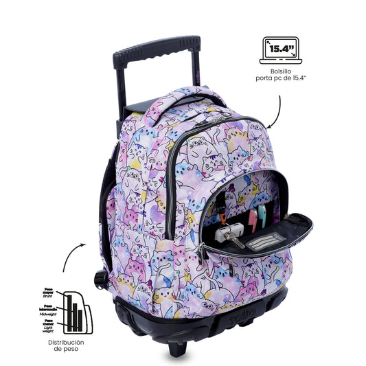 Maleta para Niña con ruedas Porta PC 15.4" Renglón Glitter Rosado