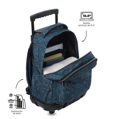 Maleta para Niño con ruedas Porta PC 15.4" Renglón Azul