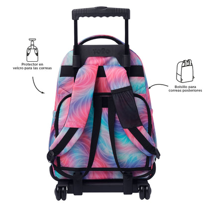 Morral con Ruedas para Niña Porta PC 15.4" Renglones Glitter Rosado