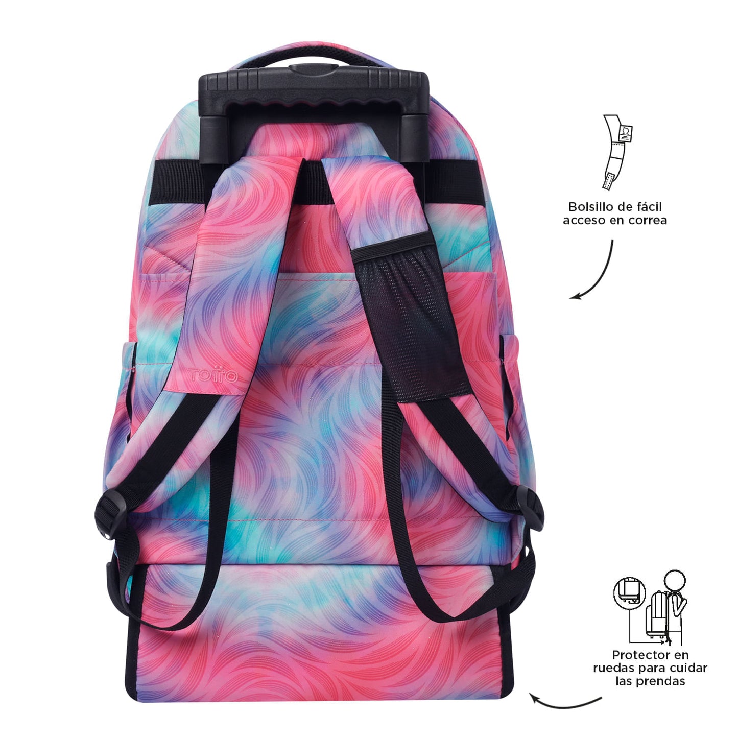 Morral con Ruedas para Niña Porta PC 15.4" Renglones Glitter Rosado