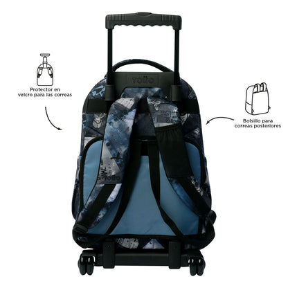 Morral con Ruedas para Niño Porta PC 15.4" Renglones Gris