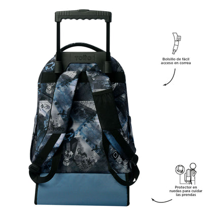 Morral con Ruedas para Niño Porta PC 15.4" Renglones Gris