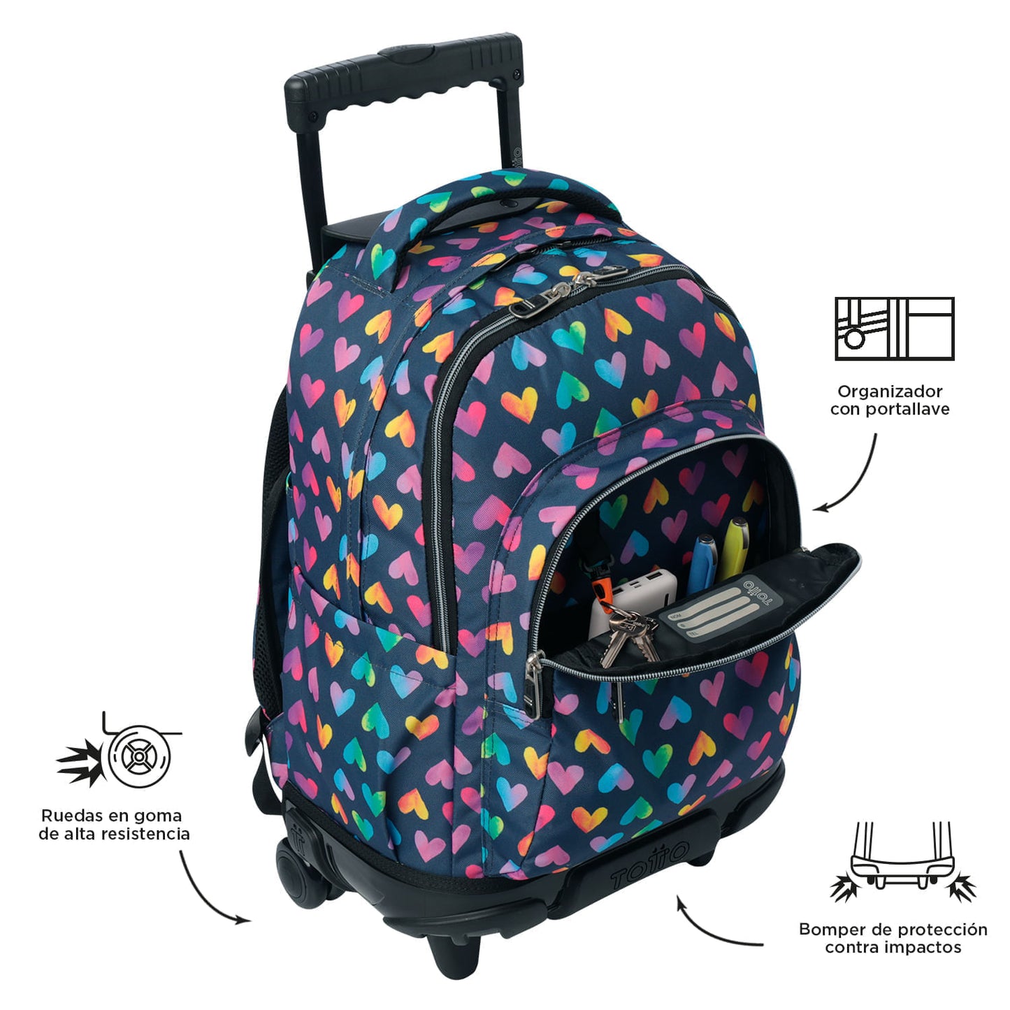 Morral con Ruedas para Niña Porta PC 15.4" Renglones Gris