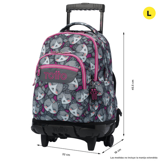 Morral con Ruedas Niña Porta PC 15.4" Renglones Gris