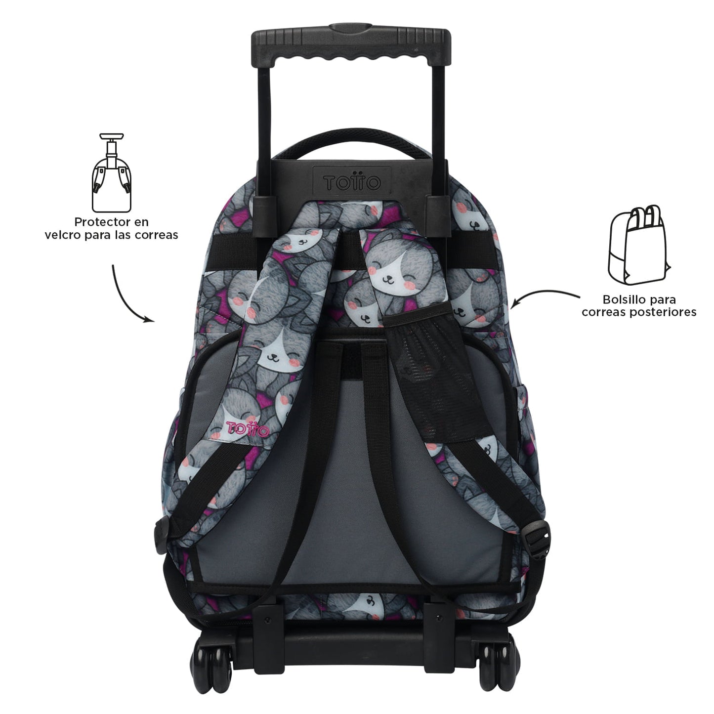 Morral con Ruedas Niña Porta PC 15.4" Renglones Gris