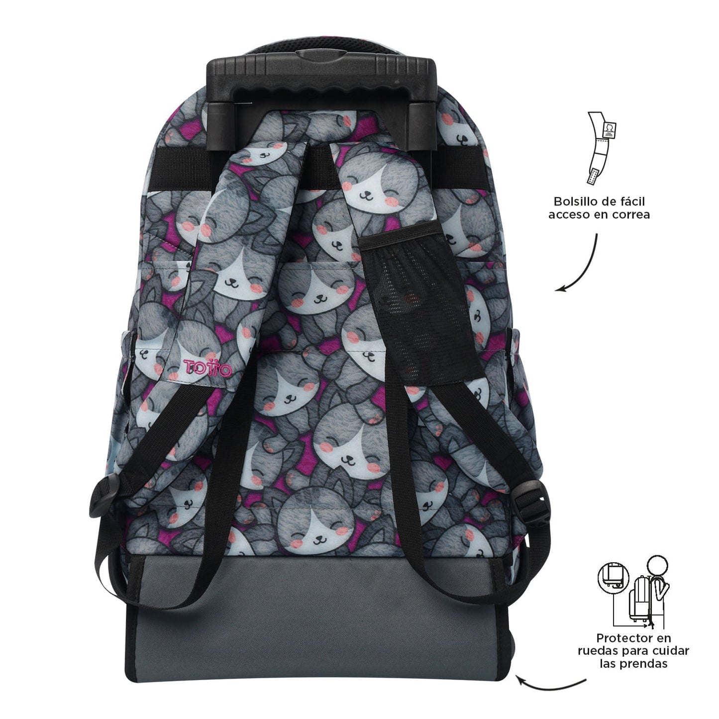 Morral con Ruedas Niña Porta PC 15.4" Renglones Gris