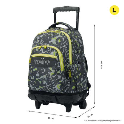 Morral con Ruedas Niño Porta PC 15.4" Renglones Gris