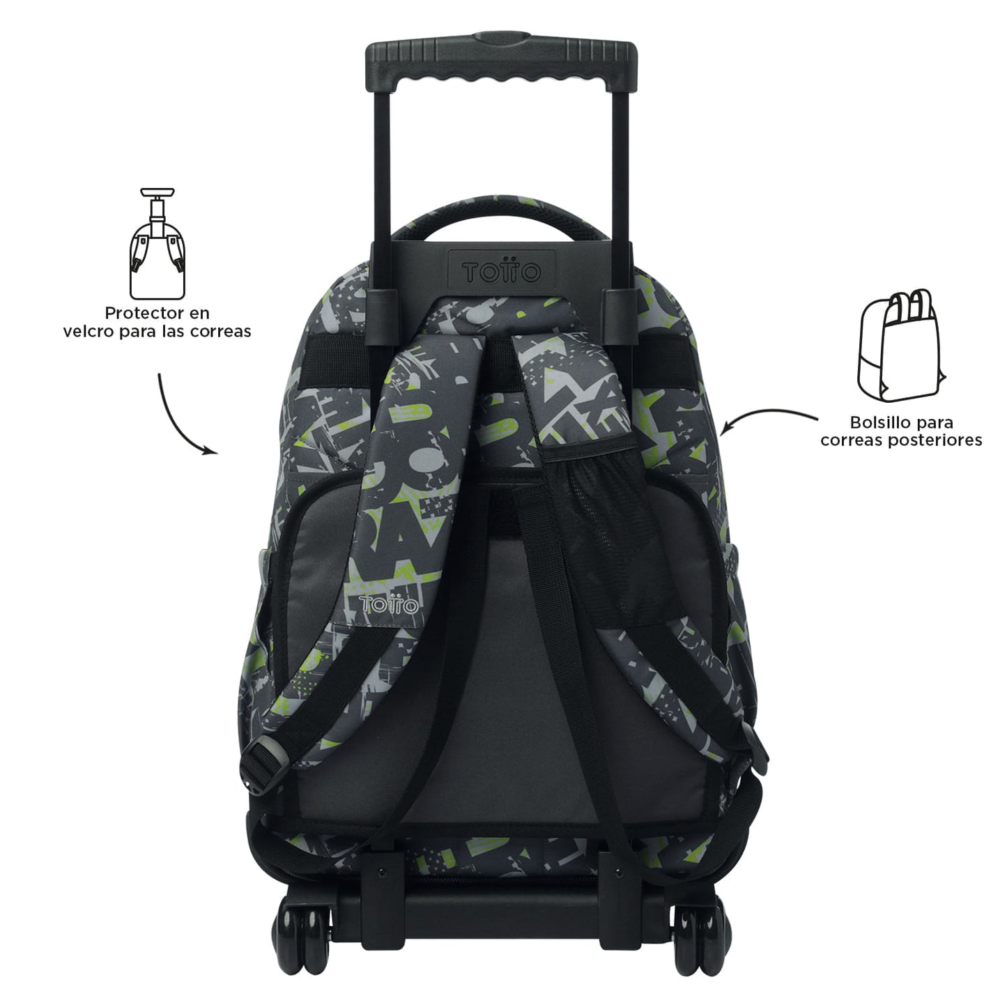 Morral con Ruedas Niño Porta PC 15.4" Renglones Gris