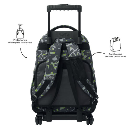 Morral con Ruedas Niño Porta PC 15.4" Renglones Gris