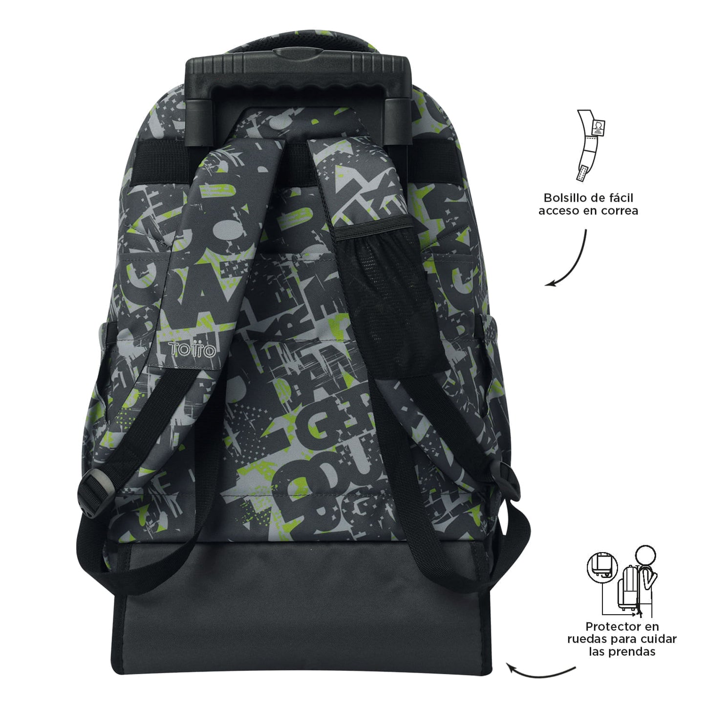Morral con Ruedas Niño Porta PC 15.4" Renglones Gris