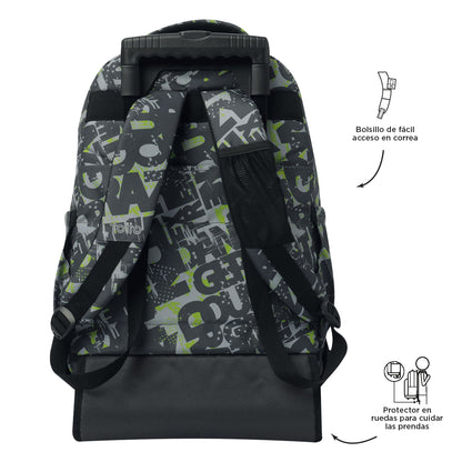 Morral con Ruedas Niño Porta PC 15.4" Renglones Gris