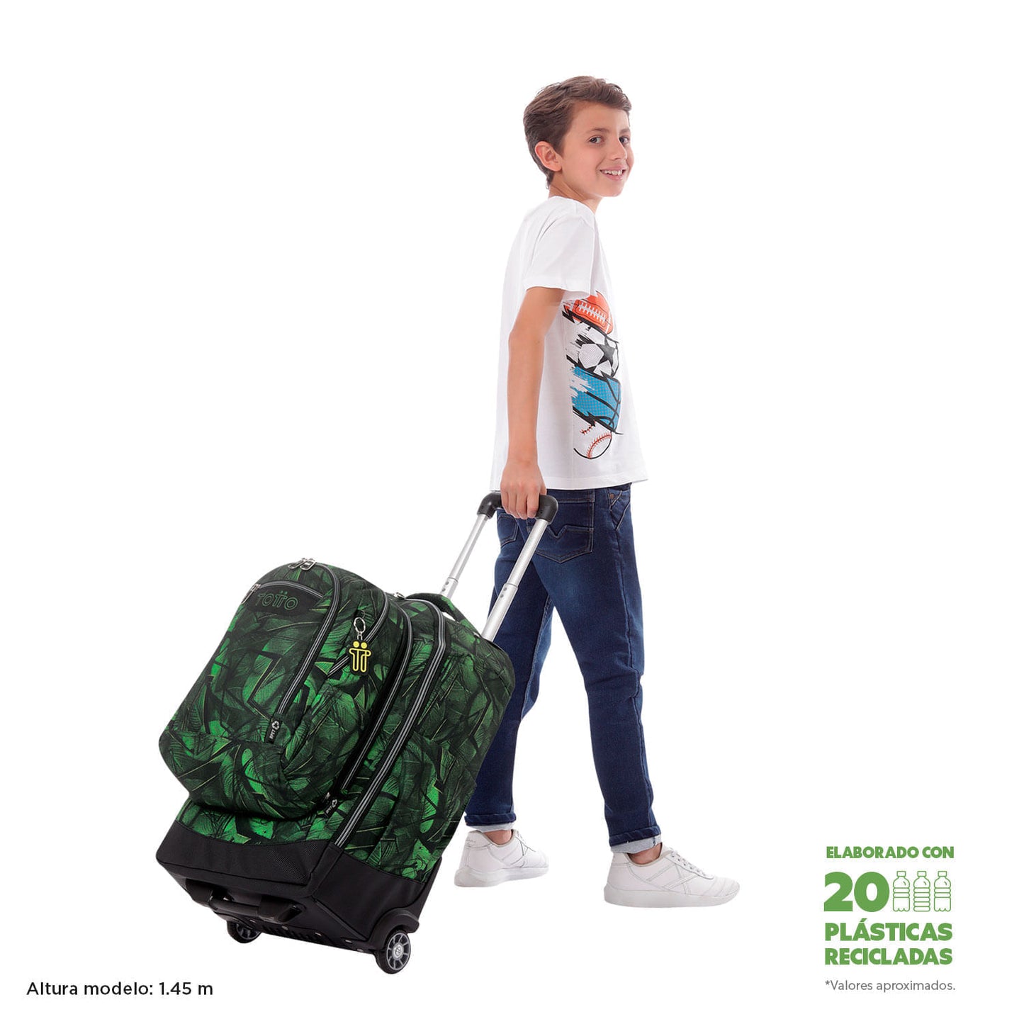 Morral con Ruedas para Niño Porta PC 13" Bocin Verde