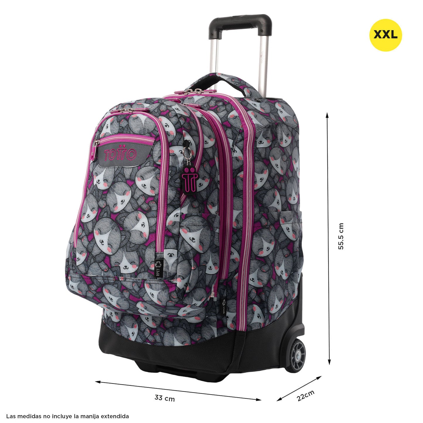 Morral con Ruedas para Niña Porta PC 13" Bocin Gris