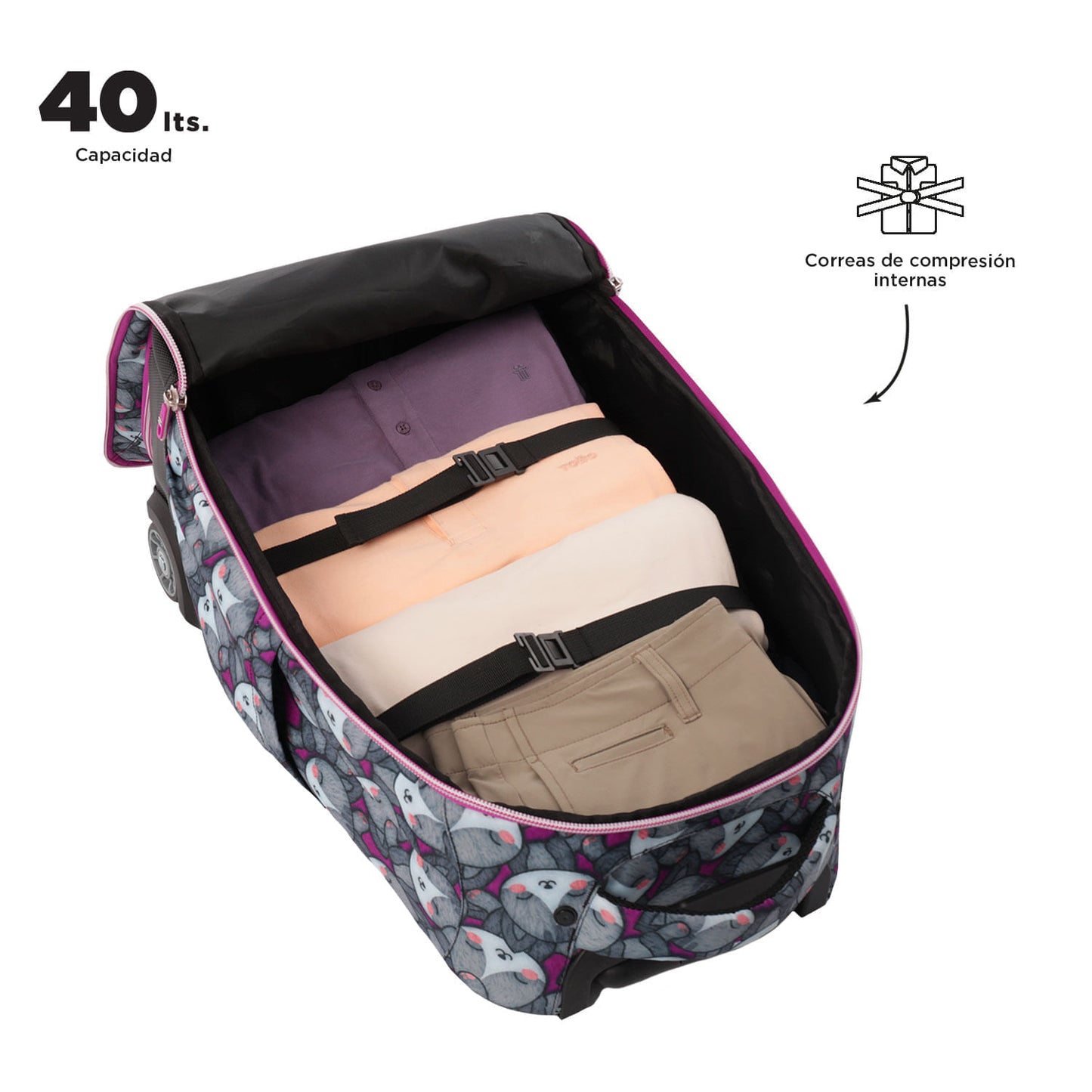 Morral con Ruedas para Niña Porta PC 13" Bocin Gris